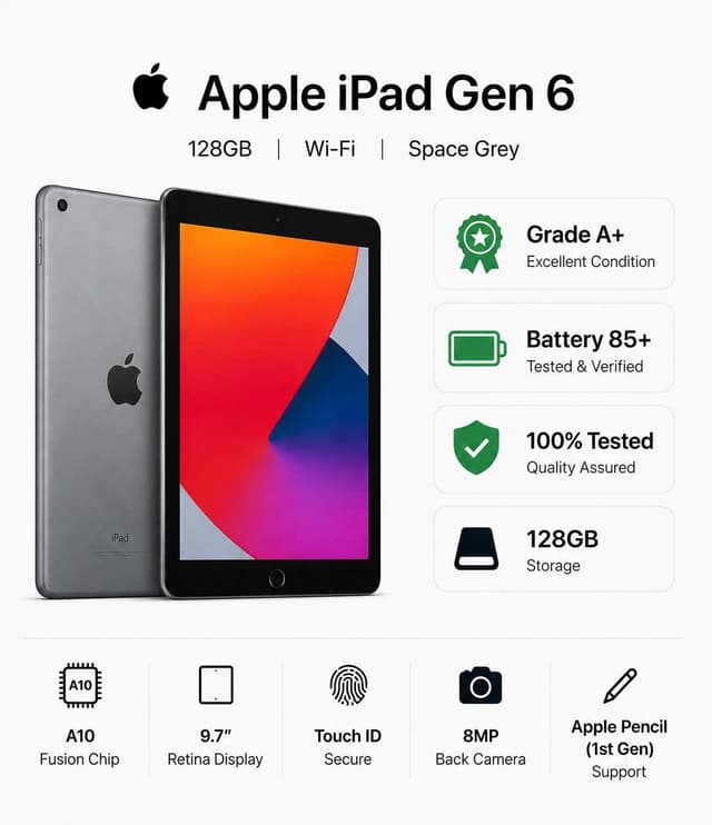 Apple iPad (7th Generation) 32GB Wi-Fi - Space Gray (Premium Refurbished Grade A+) — photo 3