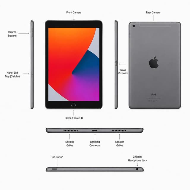 Apple iPad 7th Gen 10.2" 32GB Wi-Fi + Cellular - Space Gray (Premium Refurbished Grade A) — photo 2