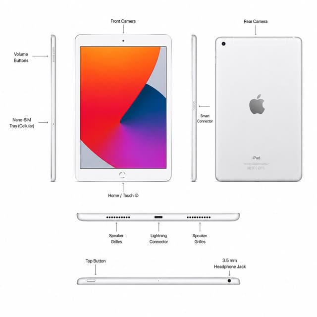 Apple iPad (7th Gen) 10.2" 32GB Wi-Fi + Cellular - Silver (Premium Refurbished Grade A+) — photo 4