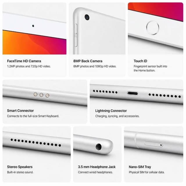 Apple iPad (7th Gen) 10.2" 32GB Wi-Fi + Cellular - Silver (Premium Refurbished Grade A+) — photo 2