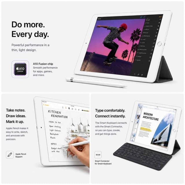 Apple iPad (7th Gen) 10.2" 32GB Wi-Fi + Cellular - Silver (Premium Refurbished Grade A+) — photo 6