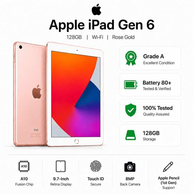 Apple iPad (6th Generation) 128GB Wi-Fi - Pink (Gold) - Premium Refurbished Grade A — photo 4